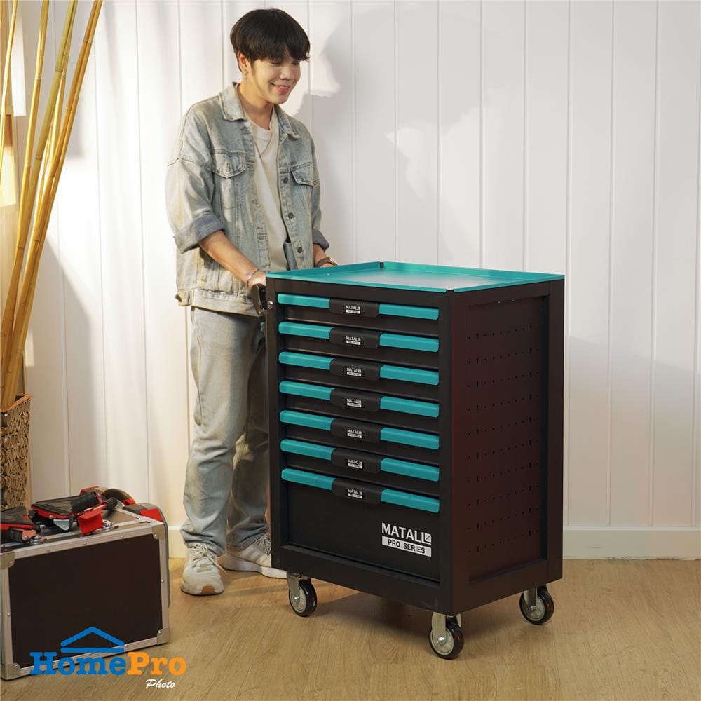 ตู้เครื่องมือช่างลิ้นชัก 7 ชั้น MATALL PRO EF-6091016 สีเขียว-ดำ
