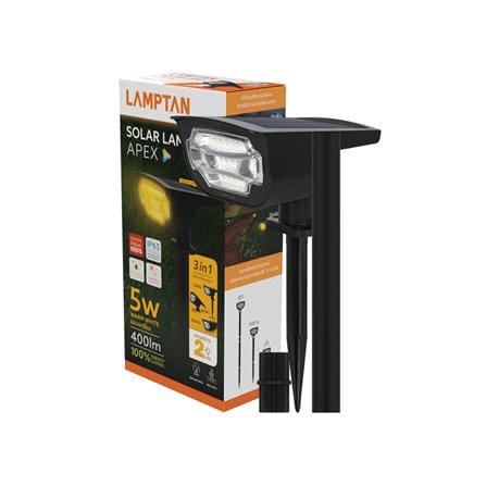 ไฟผนังภายนอก SOLAR LAMPTAN APEX 5 วัตต์ WARM WHITE สีดำ_6