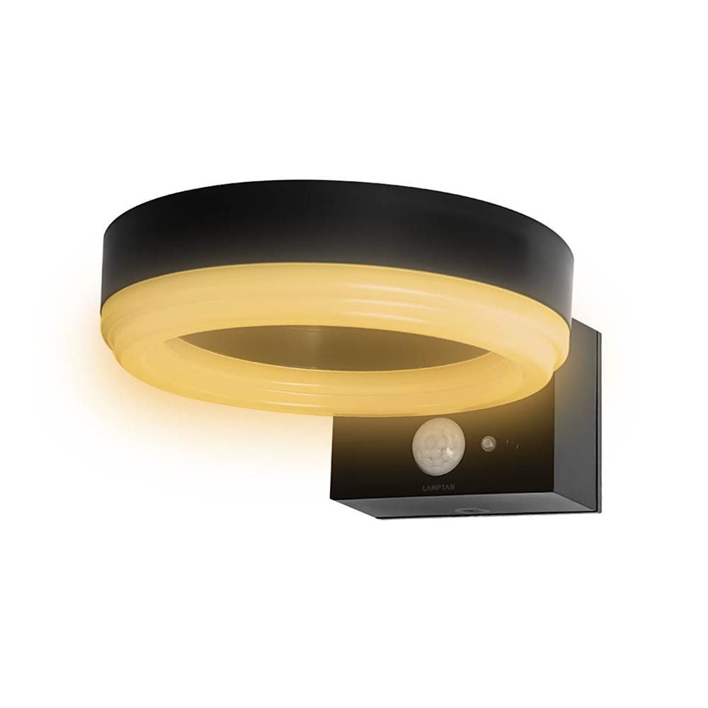 ไฟผนังภายนอก SOLAR LAMPTAN RING 10 วัตต์ WARM WHITE สีดำ/ขาว