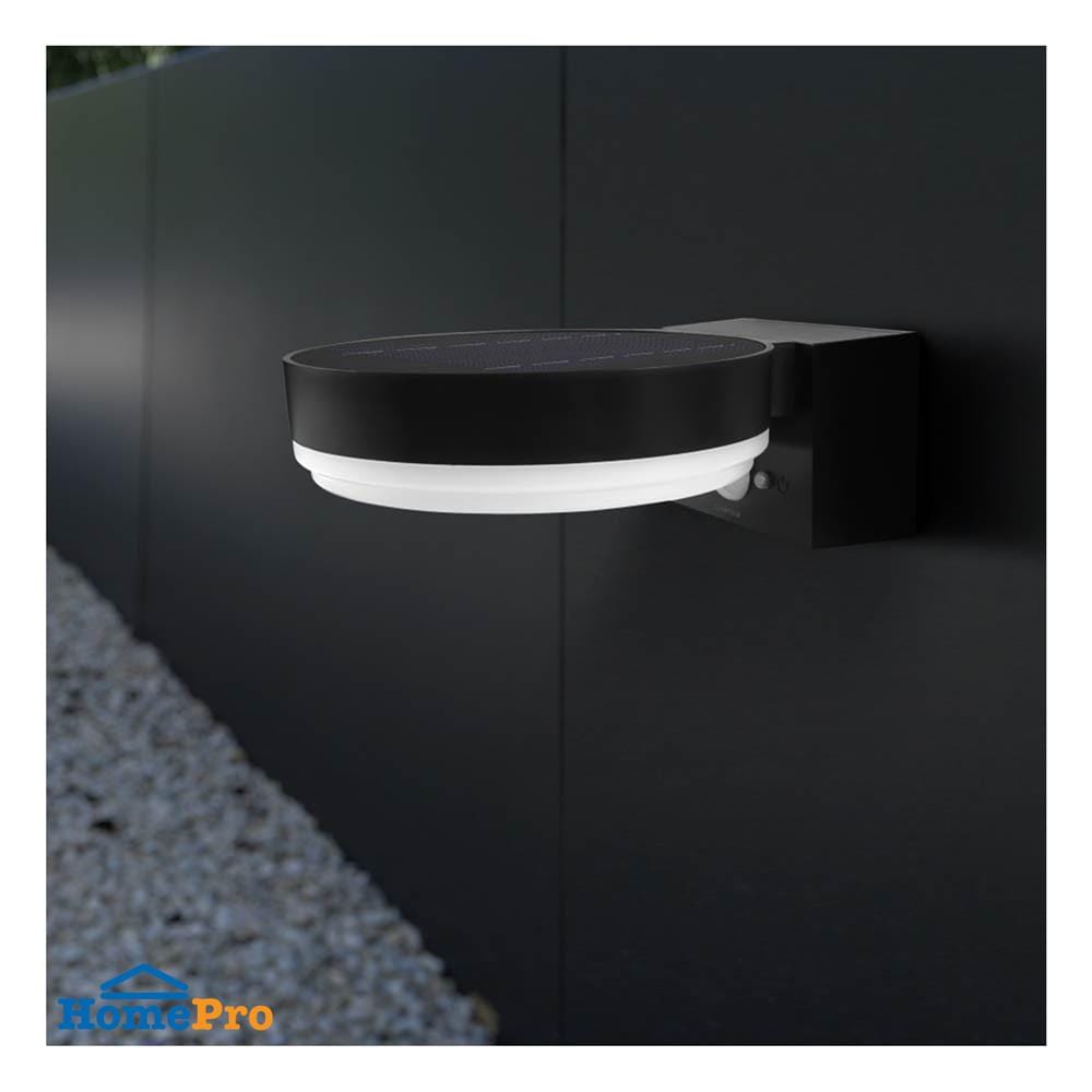 ไฟผนังภายนอก SOLAR LAMPTAN RING 10 วัตต์ WARM WHITE สีดำ/ขาว