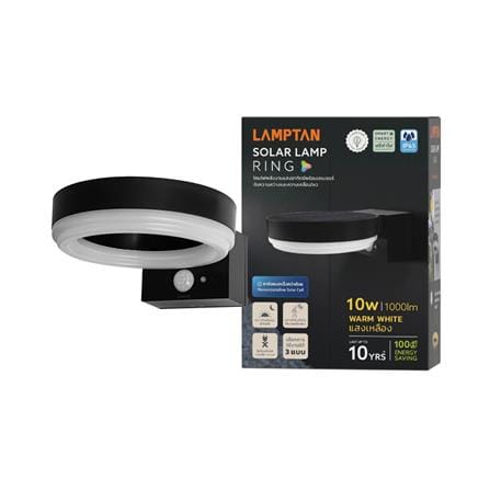 ไฟผนังภายนอก SOLAR LAMPTAN RING 10 วัตต์ WARM WHITE สีดำ/ขาว_6