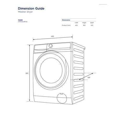 เครื่องซักอบผ้าฝาหน้าพร้อมขาตั้ง ELECTROLUX EWW1343R7SC 13/9 กก. 1400RPM อินเวอร์เตอร์ สีเทาเข้ม_4
