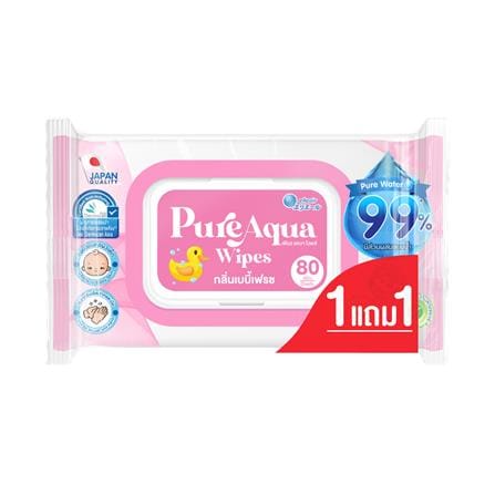 ผ้าเช็ดทำความสะอาดผิว ELLEAIR PURE AQUA 80 แผ่น กลิ่นเบบี้เฟรช แพ็กคู่_0