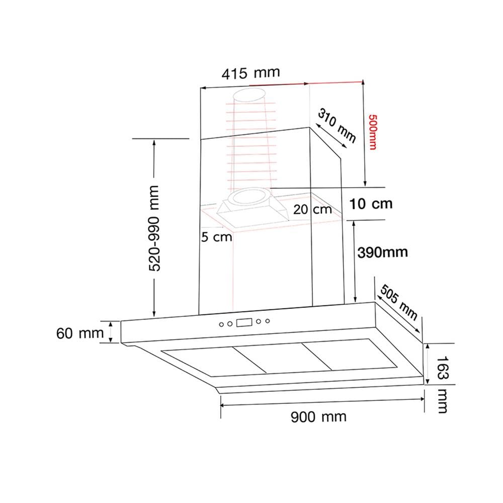 เครื่องดูดควันกระโจม AXIA C-CONNECT90 BK H2H 90 ซม. สีดำ