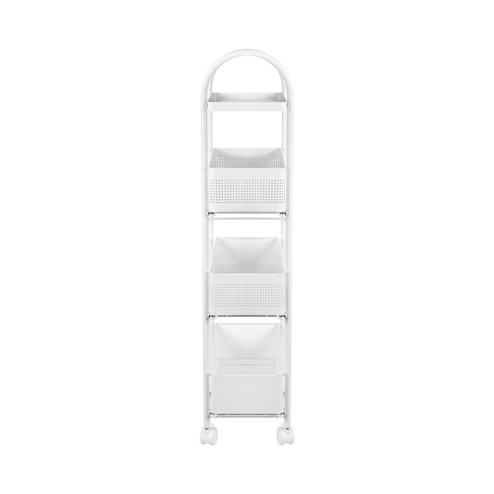 ชั้นวางของแคบ 4 ชั้น มีล้อ STACKO COMPACT 40X19.8X91 ซม. สีขาว