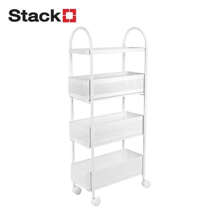 ชั้นวางของแคบ 4 ชั้น มีล้อ STACKO COMPACT 40X19.8X91 ซม. สีขาว_1