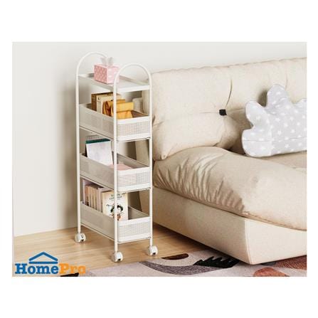 ชั้นวางของแคบ 4 ชั้น มีล้อ STACKO COMPACT 40X19.8X91 ซม. สีขาว_6