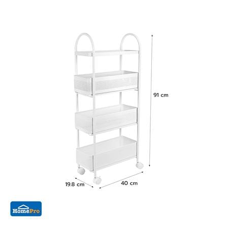 ชั้นวางของแคบ 4 ชั้น มีล้อ STACKO COMPACT 40X19.8X91 ซม. สีขาว_10