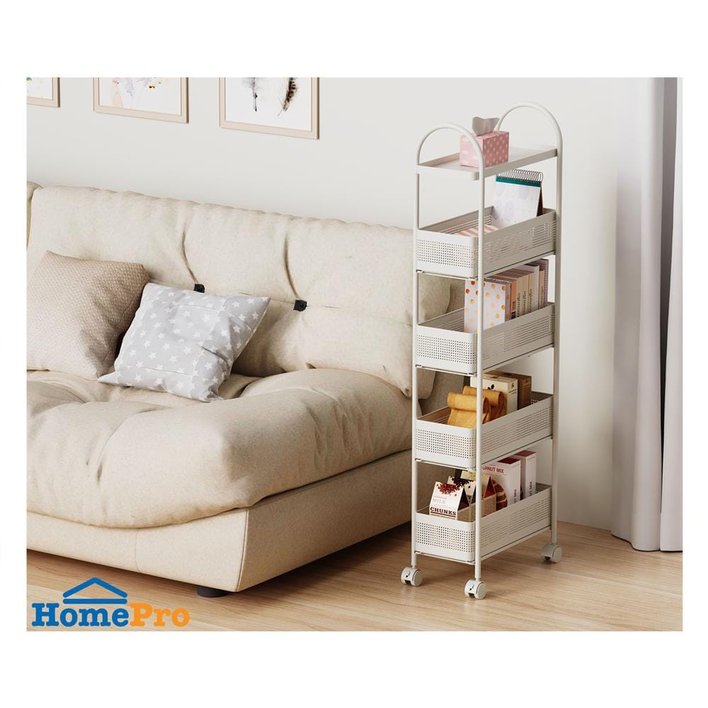 ชั้นวางของแคบ 5 ชั้น มีล้อ STACKO COMPACT 40X19.8X116 ซม. สีขาว