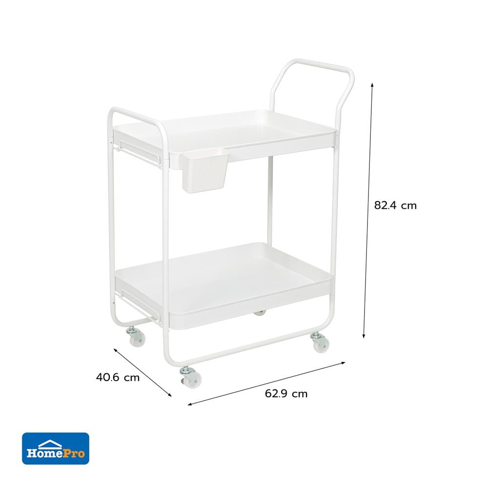 ชั้นวางของ 2 ชั้น มีล้อ STACKO BOVY 62.9X40.6X82.4 ซม. สีขาว