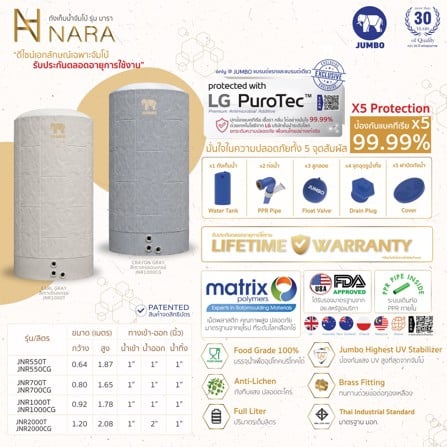 ถังเก็บน้ำ JUMBO NARA 700 ลิตร สีเทา_3