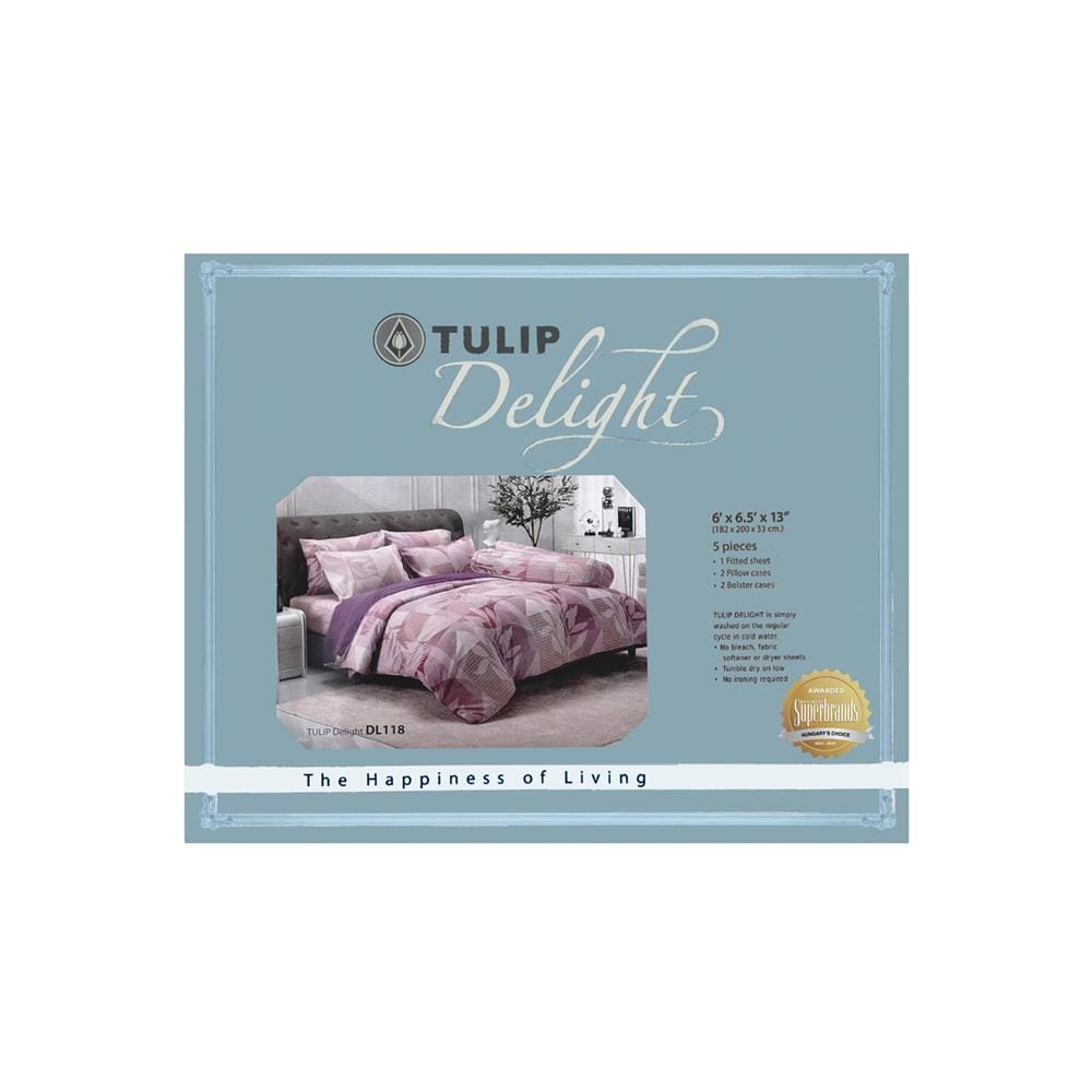 ชุดผ้าปูที่นอน 6 ฟุต 5 ชิ้น TULIP DELIGHT 60012-DL118