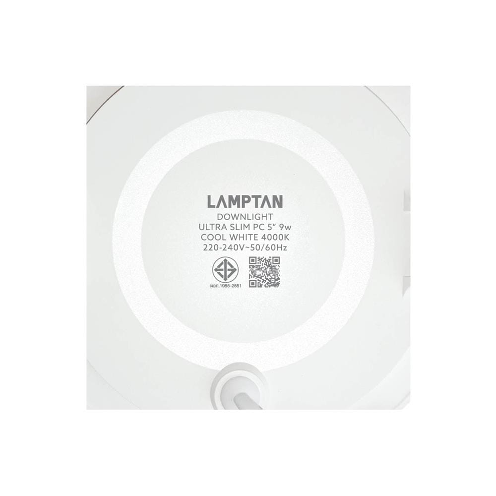 ดาวน์ไลท์ LED LAMPTAN ULTRA SLIM PC 5 นิ้ว 9 วัตต์ COOL WHITE สีขาว