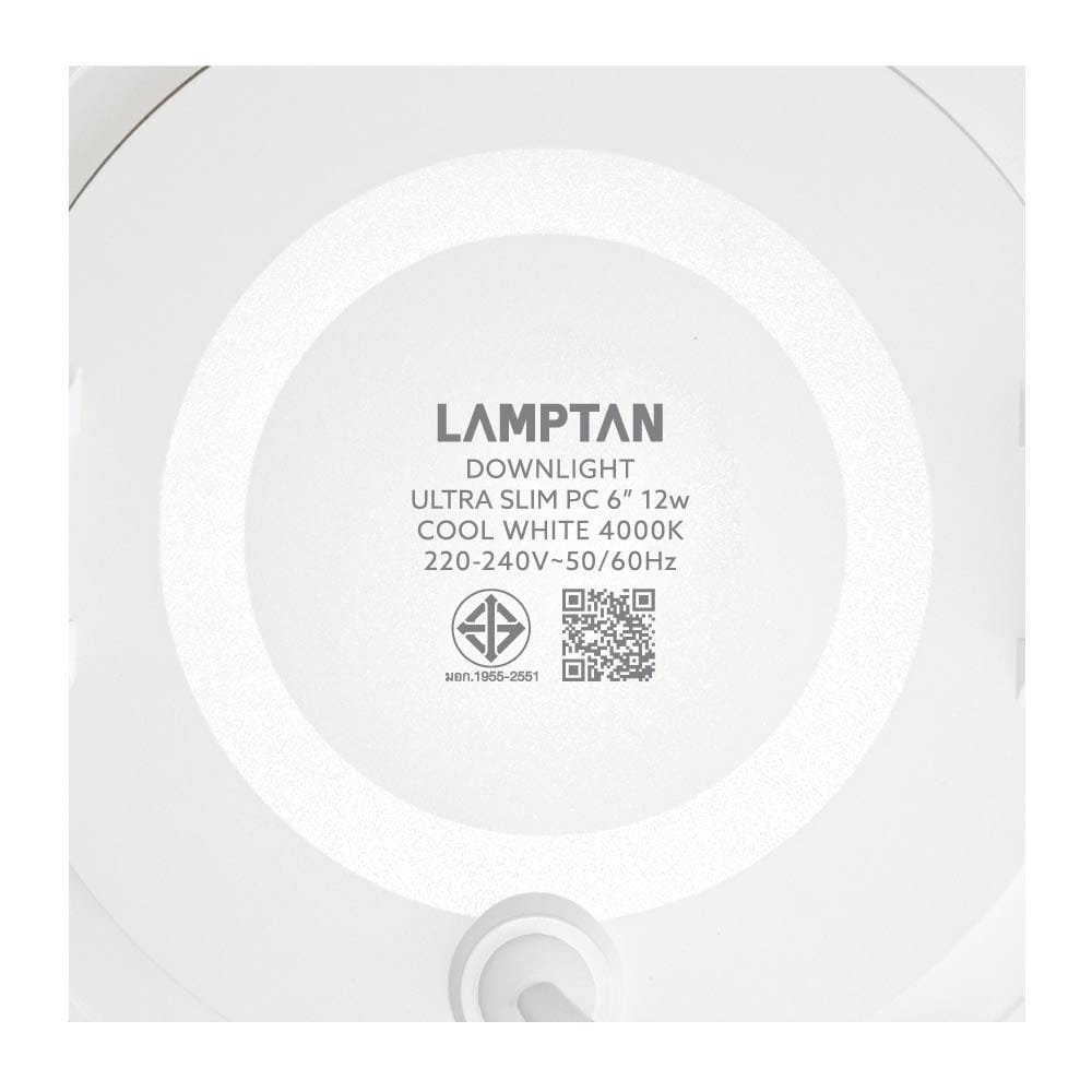 ดาวน์ไลท์ LED LAMPTAN ULTRA SLIM PC 6 นิ้ว 12 วัตต์ COOL WHITE สีขาว