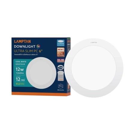 ดาวน์ไลท์ LED LAMPTAN ULTRA SLIM PC 6 นิ้ว 12 วัตต์ COOL WHITE สีขาว_3