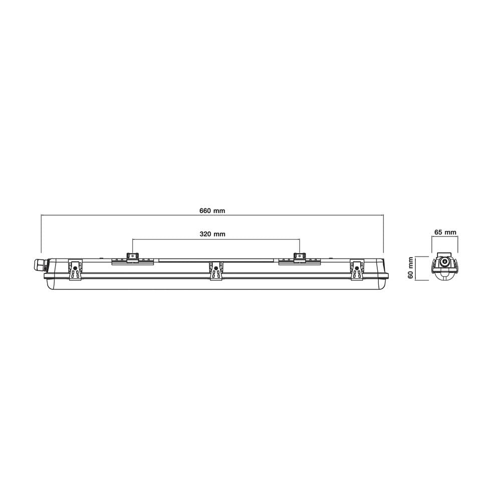 โคมกันฝน SHINING TUBE FT-SED-FIX-072 1x600 มม.