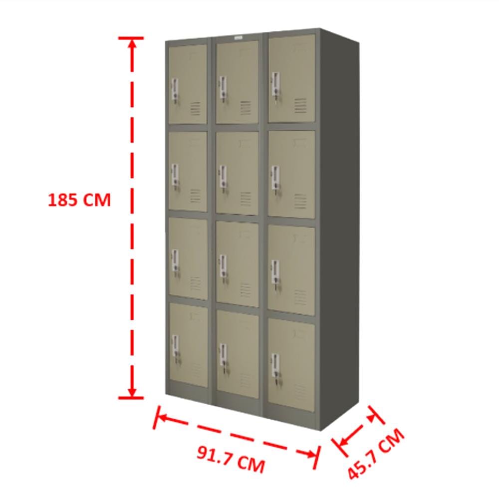ตู้ล็อกเกอร์ 12 ประตู WORKSCAPE ZLK-6112LOCKER สีเทา