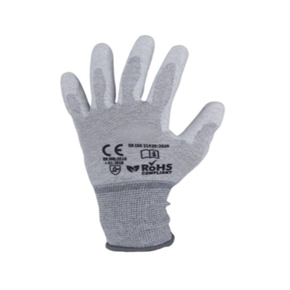 ถุงมือไนลอนเคลือบ PU DEXZON SIZE L สีขาว/เทา (แพ็ก 1 โหล)