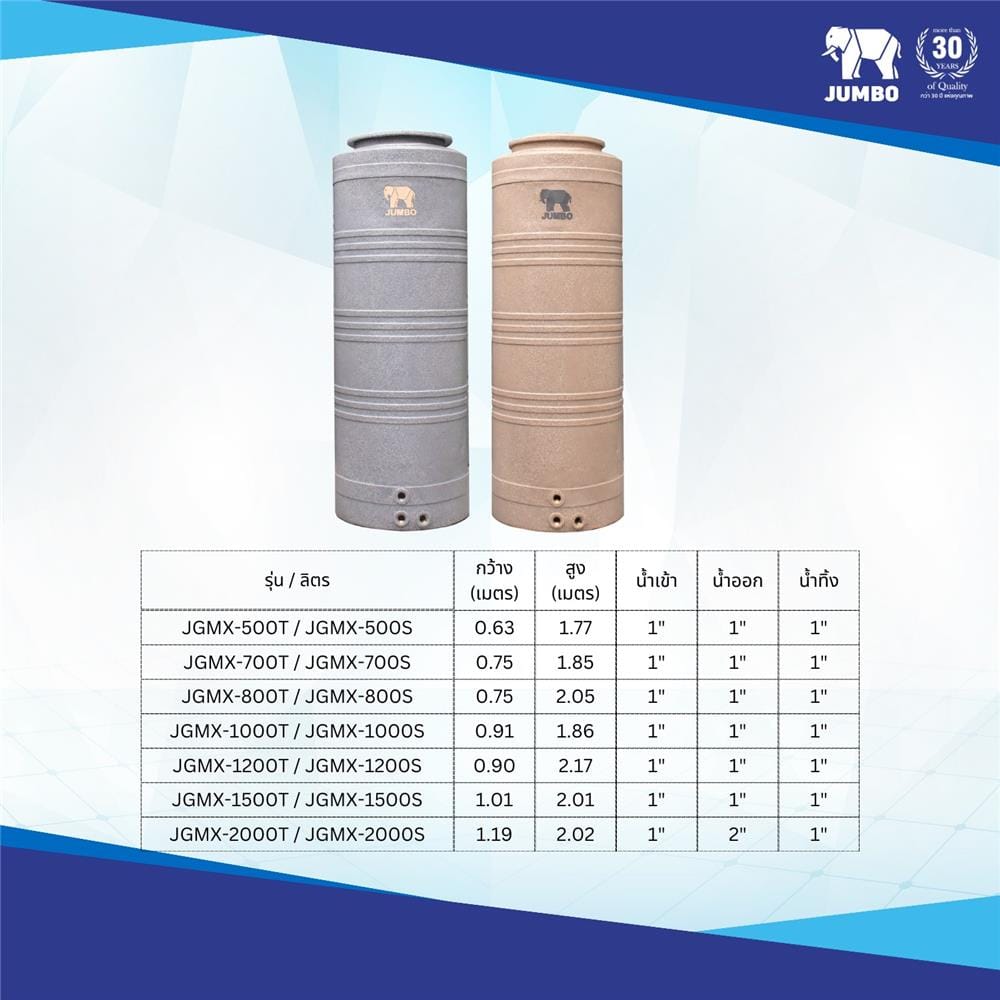 ถังเก็บน้ำ JUMBO GRAND ELIXIR 2000 ลิตร สีทราย