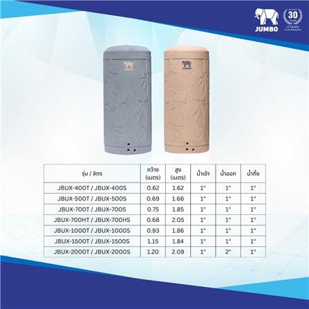 ถังเก็บน้ำ JUMBO BAMBU ELIXIR ทรงสูง 700 ลิตร สีเทา_2