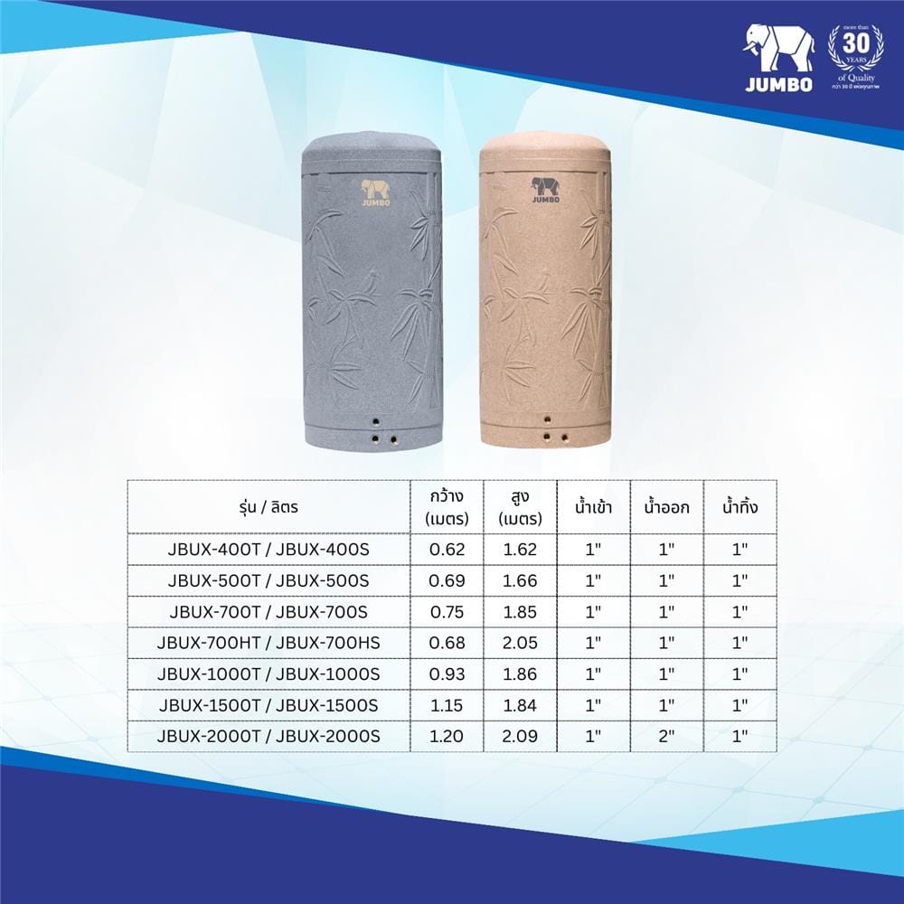 ถังเก็บน้ำ JUMBO BAMBU ELIXIR 1000 ลิตร สีเทา