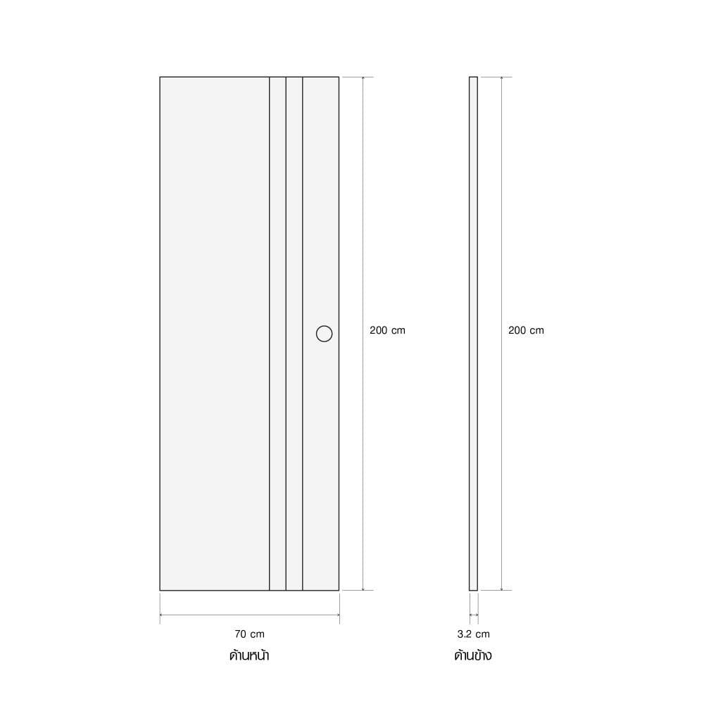 ประตูห้องน้ำ UPVC เจาะลูกบิด KING L3 70x200 ซม. สีไลท์ ซีเปีย