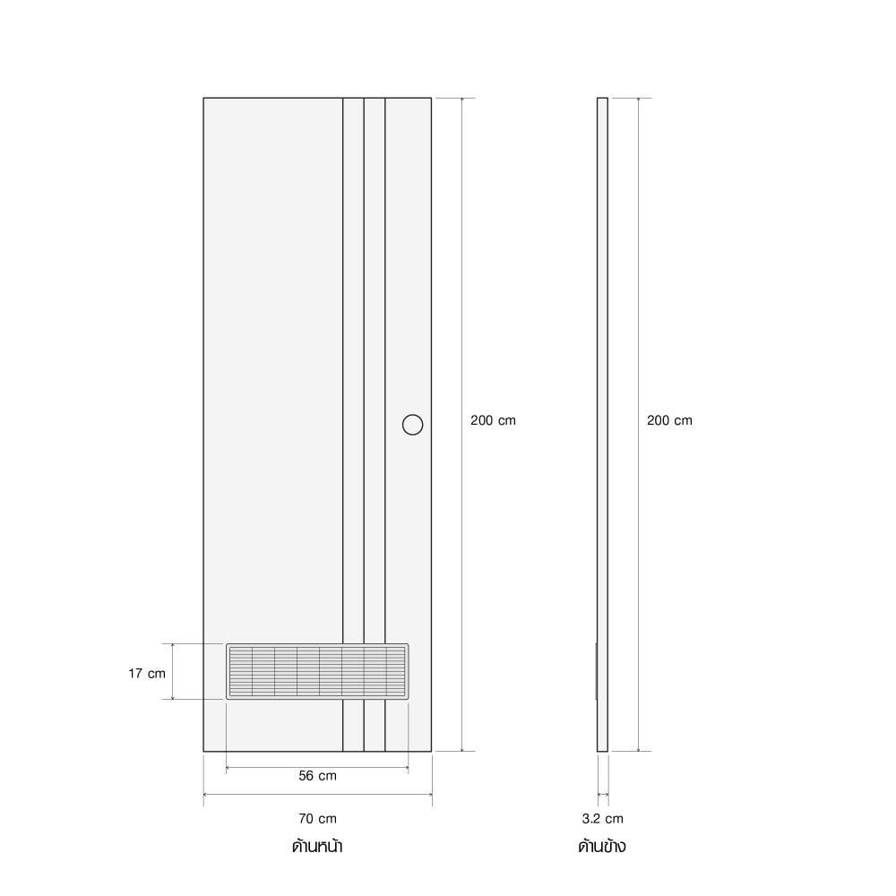 ประตูห้องน้ำ UPVC เจาะลูกบิด KING L3 เกล็ด 70x200 ซม. สีไลท์ ซีเปีย