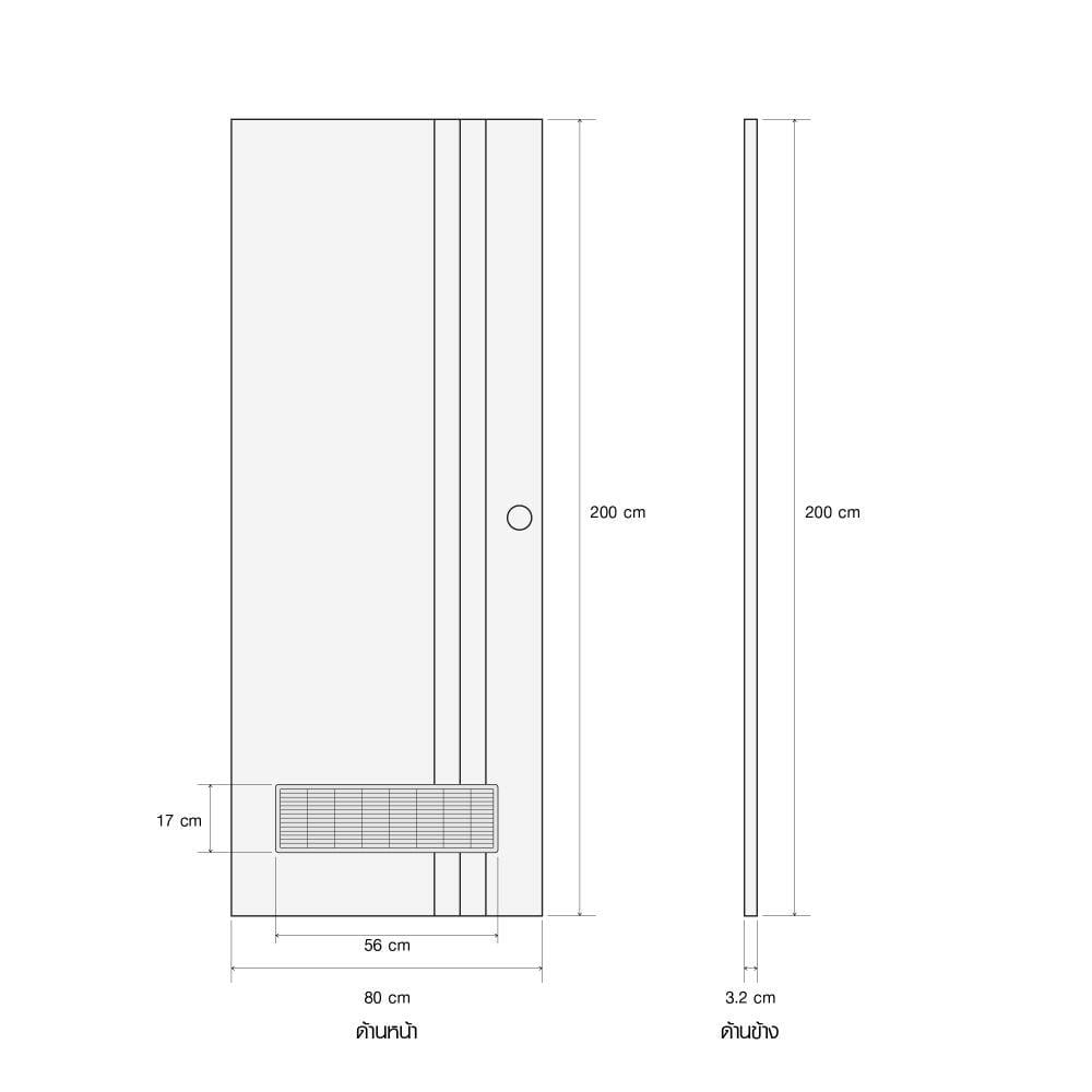 ประตูห้องน้ำ UPVC เจาะลูกบิด KING L3 เกล็ด 80x200 ซม. สีซิลวา ไลท์