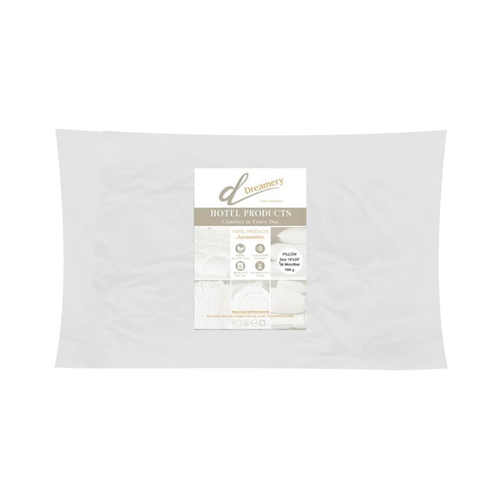หมอนหนุน ไมโครไฟเบอร์ DREAMERY MICROFIBER 1200G. 19x29 นิ้ว สีขาว