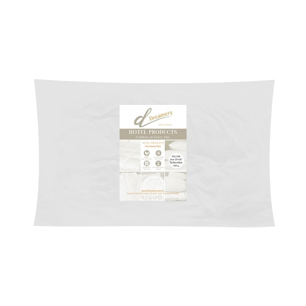หมอนหนุน ไมโครไฟเบอร์ DREAMERY MICROFIBER 1500G. 19x29 นิ้ว สีขาว