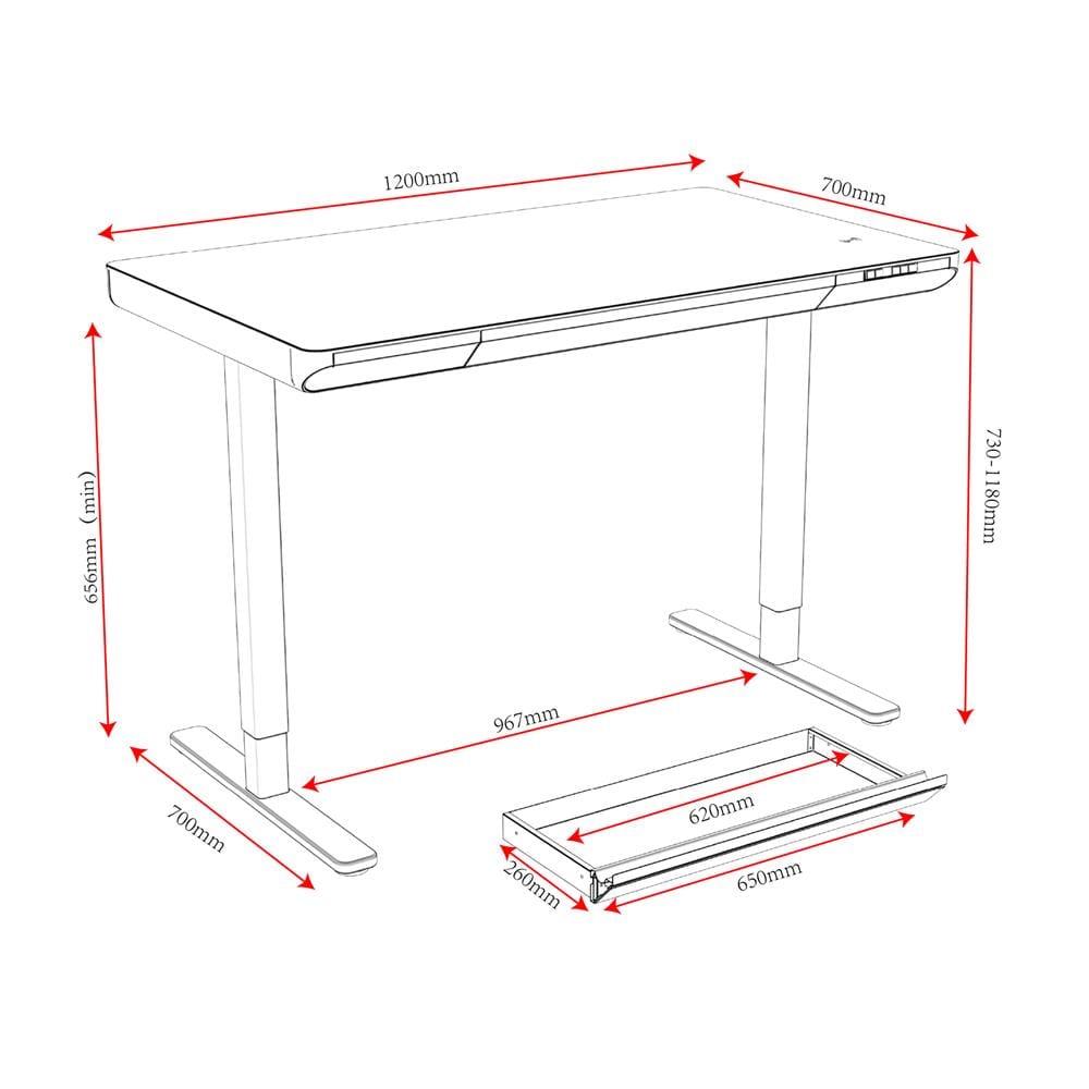 โต๊ะปรับระดับไฟฟ้า FURDINI VISTA THEA2D-FM1S2-1200L 120 ซม. สีไลท์ วอลนัท