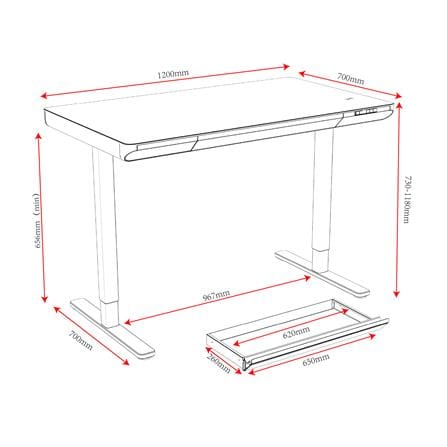 โต๊ะปรับระดับไฟฟ้า FURDINI VISTA THEA2D-FM1S2-1200L 120 ซม. สีไลท์ วอลนัท_6