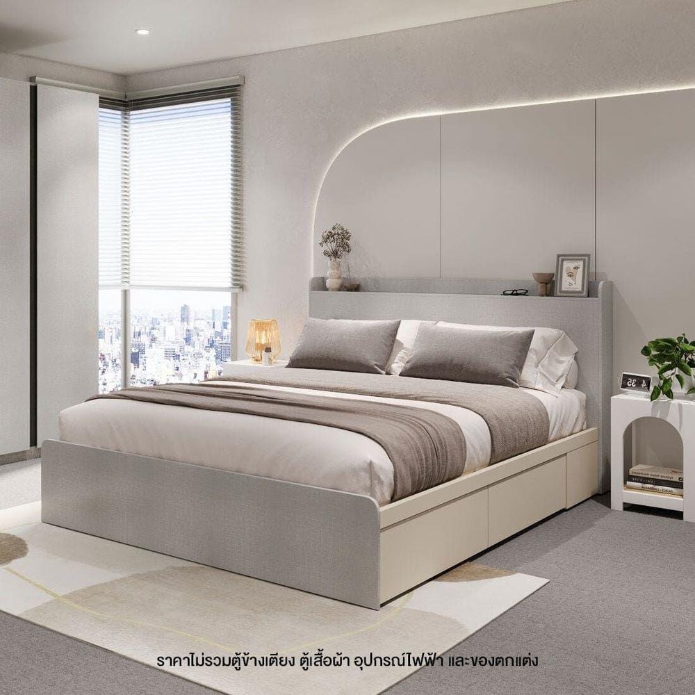 เตียง 5 ฟุต KONCEPT AIKO 19229386 สีครีม/ขาว