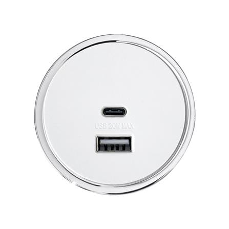 เต้ารับไร้สาย RANDY USB TYPE A/C PTU-20W 16 แอมป์ สีขาว