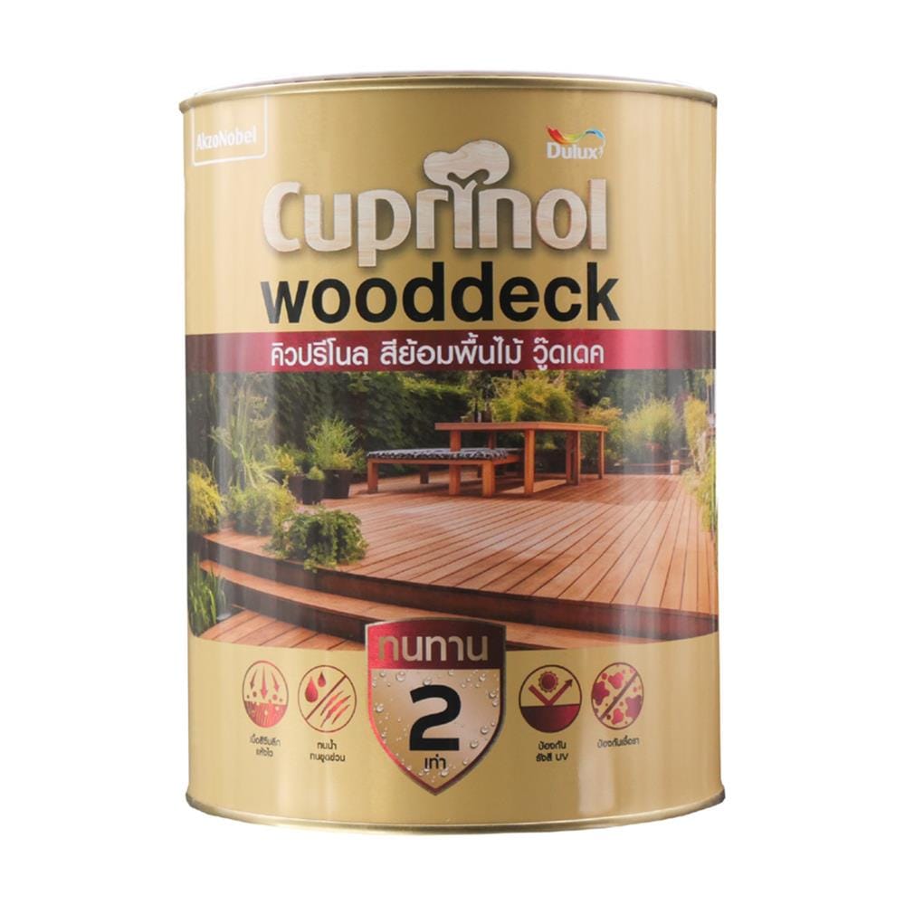 สีย้อมพิ้นไม้ ชนิดด้าน DULUX CUPRINO WOODDECK M2001 สีไม้สัก 1 แกลลอน