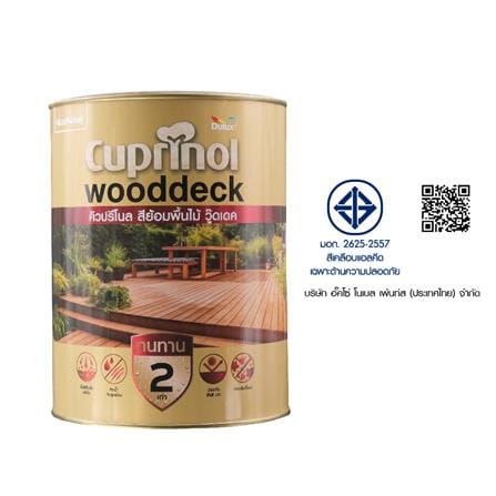 สีย้อมพิ้นไม้ ชนิดด้าน DULUX CUPRINO WOODDECK M2001 สีไม้สัก 1 แกลลอน_6