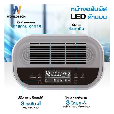 เครื่องฟอกอากาศ 55 ตร.ม. WORLDTECH WT-P80 สีขาว_8
