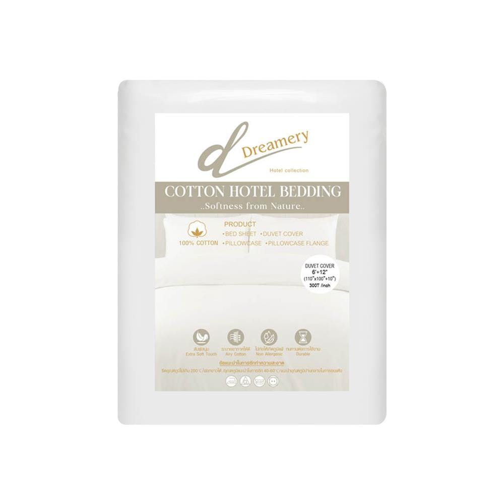 ปลอกผ้านวม DREAMERY CT SATEEN300TN 110X100 นิ้ว สีขาว