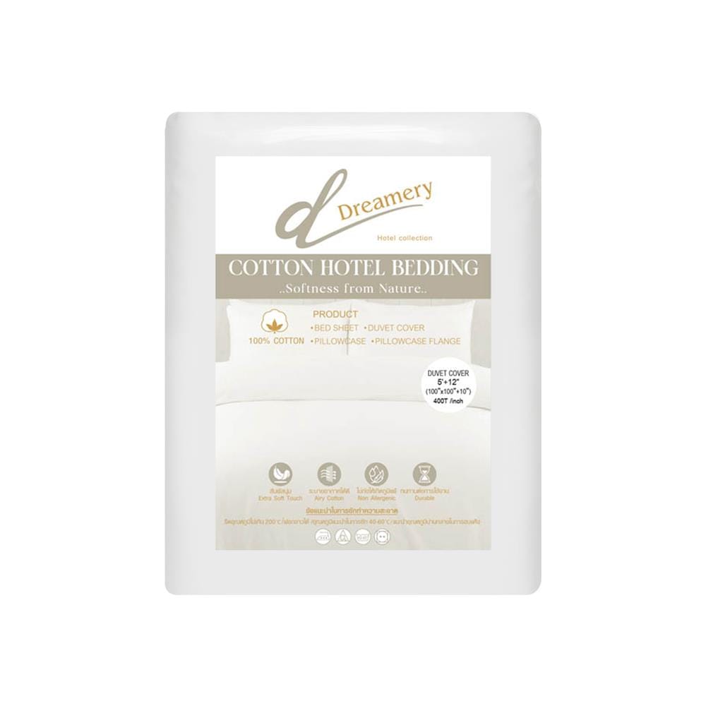 ปลอกผ้านวม DREAMERY CT SATEEN400TN 100X100 นิ้ว สีขาว