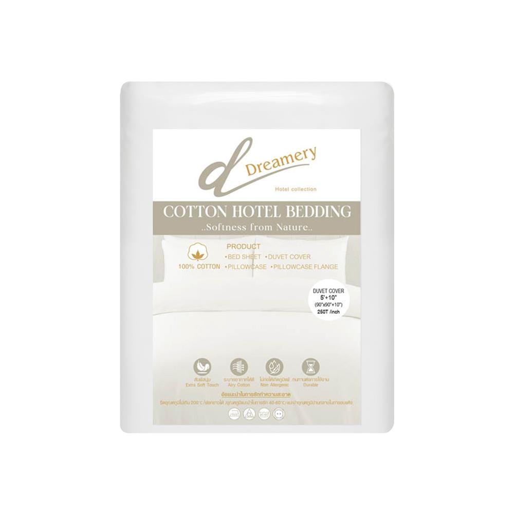 ปลอกผ้านวม DREAMERY CT SATEEN250TN 90X90 นิ้ว สีขาว