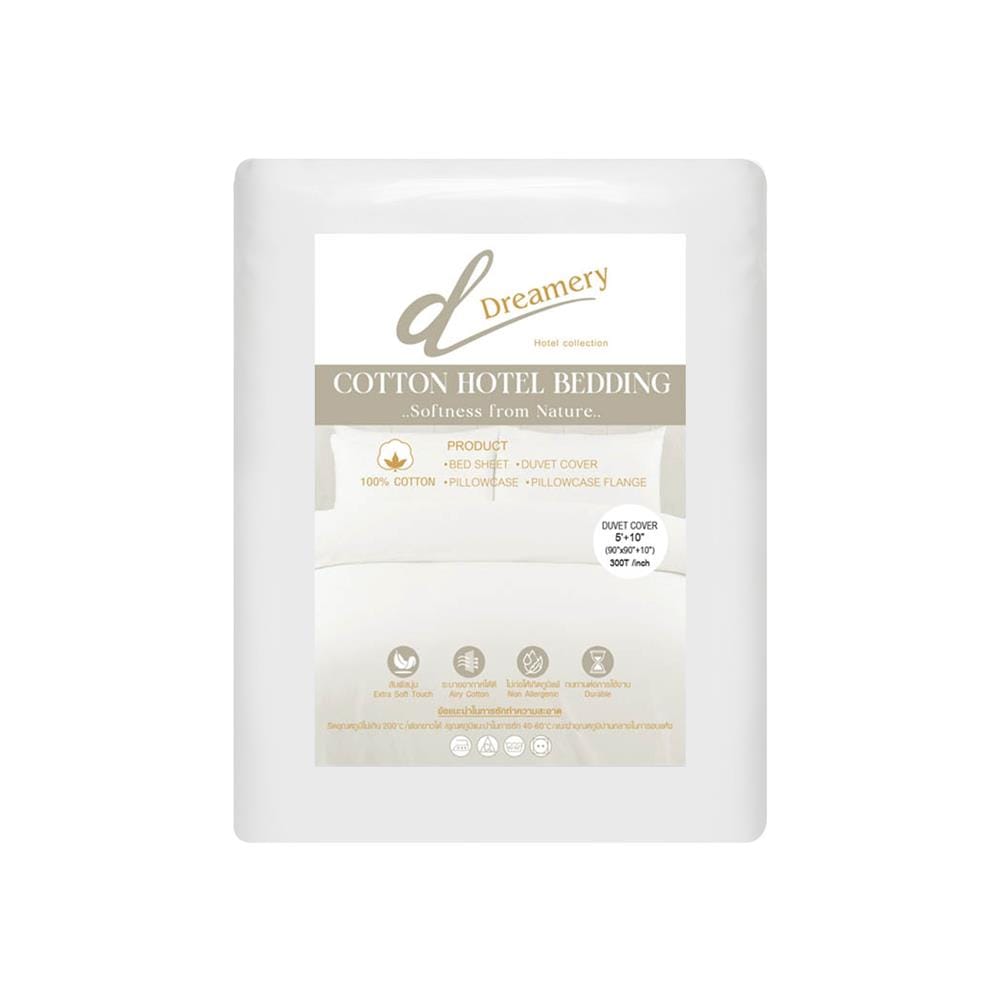 ปลอกผ้านวม DREAMERY CT SATEEN300TN 90X90 นิ้ว สีขาว