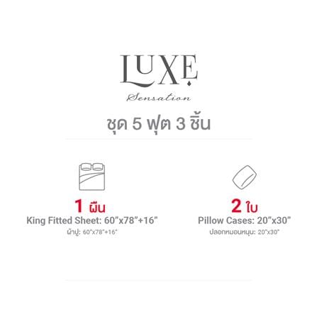 ชุดผ้าปูที่นอน 5 ฟุต (ชุด 3 ชิ้น) FROLINA LUXE SENSATION HEXA MAZE LSSF005_5