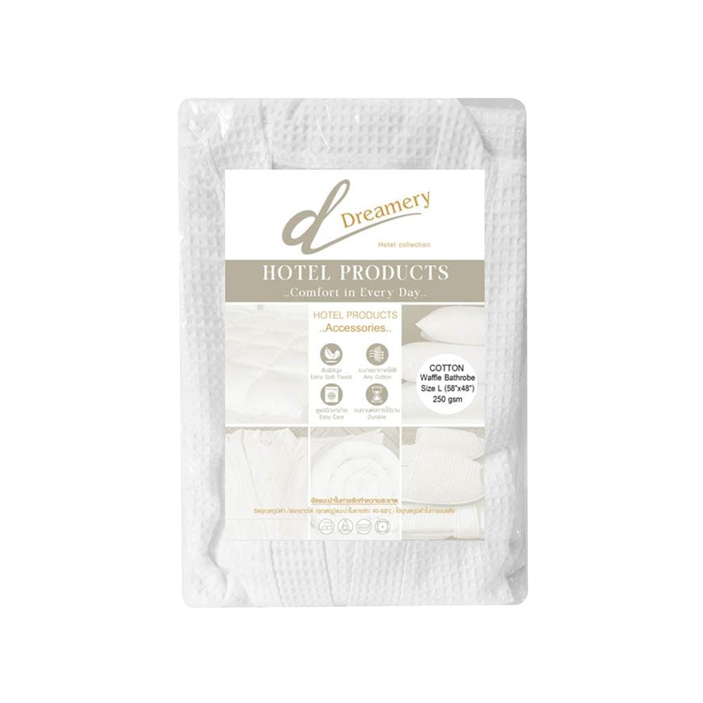 ชุดคลุมอาบน้ำ DREAMERY COTTON WAFFLE 250 GSM SIZE L สีขาว