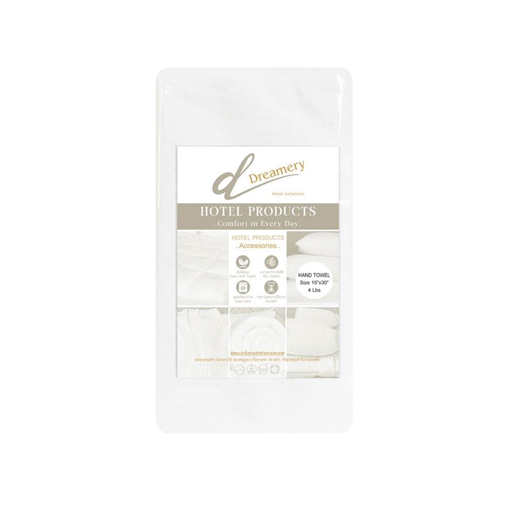 ผ้าขนหนู DREAMERY ขนคู่ 4LBS 15X30 นิ้ว สีขาว (แพ็ก 2 ชิ้น)