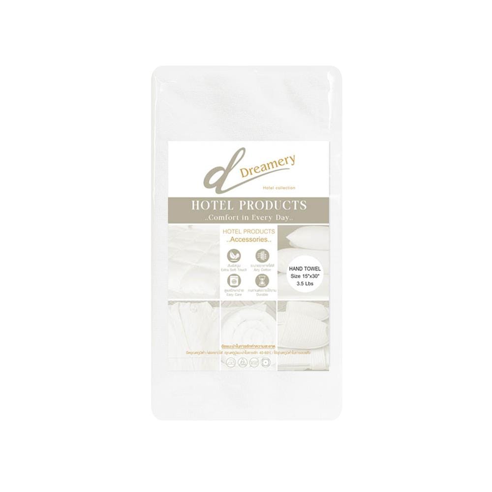ผ้าขนหนู DREAMERY ขนคู่ 3.5LBS 15X30 นิ้ว สีขาว (แพ็ก 2 ชิ้น)