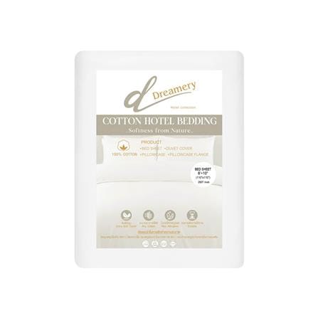 ผ้าปูที่นอน DREAMERY CT 250T SATEEN 110X110 นิ้ว สี WHITE (แพ็ก 2 ชิ้น)_2