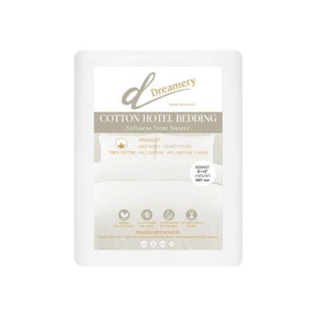 ผ้าปูที่นอน DREAMERY CT 300T SATEEN 110X110 นิ้ว สี WHITE (แพ็ก 2 ชิ้น)_2