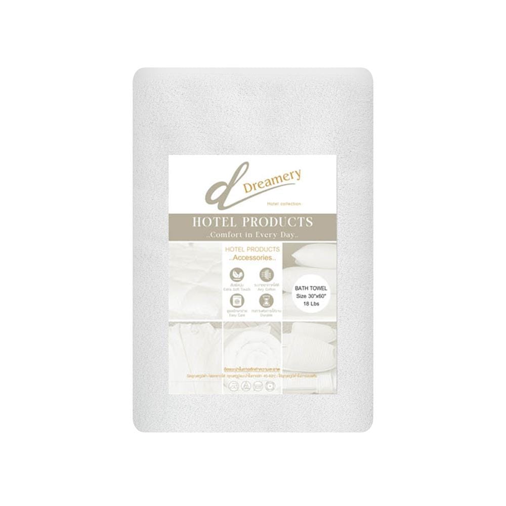 ผ้าขนหนู DREAMERY CT ขนคู่ 18LBS 30X60 นิ้ว สีขาว (แพ็ก 2 ชิ้น)
