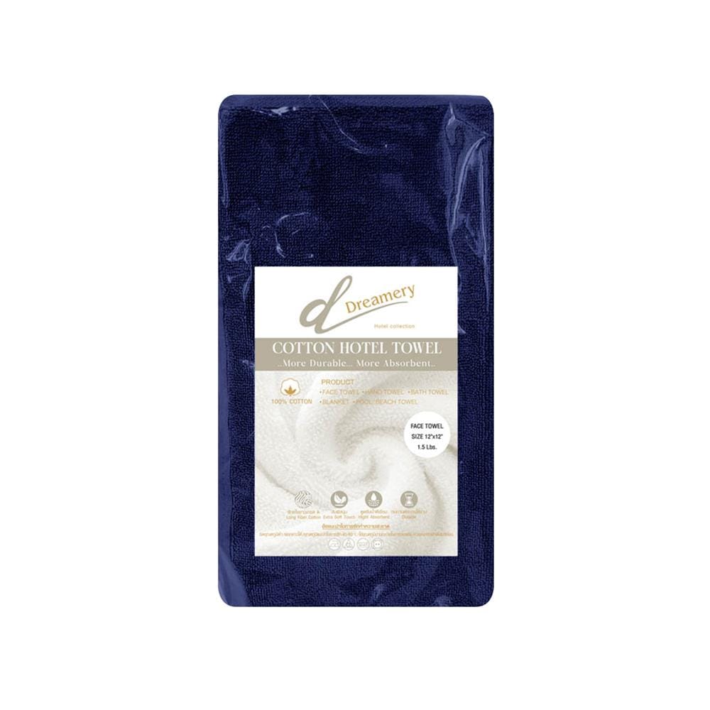 ผ้าขนหนู DREAMERY ขนคู่ NV 1.5LB 12X12 นิ้ว สี NAVY (แพ็ก 5 ชิ้น)