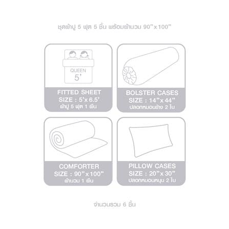 ชุดผ้าปูที่นอน 5 ฟุต 6 ชิ้น ELLE PARIS SIMPLICITE ECLAIR(S24)_6